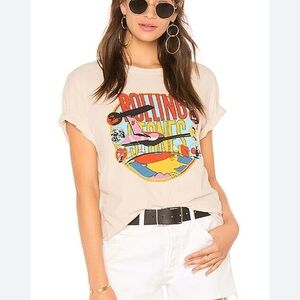 Free People Beige Rolling Stones Graphic Tee